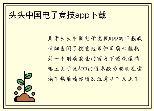头头中国电子竞技app下载